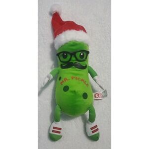 Mr Pickle Plush Stuffed Toy With Glasses Moustache & Santa Hat  16"